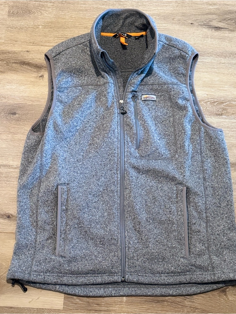 Orvis Grey Men's Fleece Vest with Chest Zip Pocket